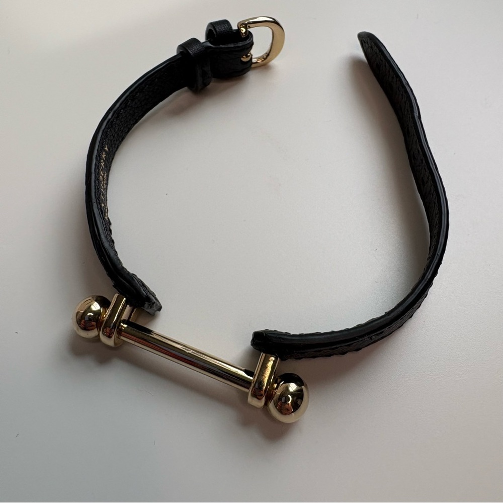 Strathberry Music Bar Black Leather Bracelet - Picture 12 of 13